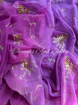 Shaded Purple Floral Jaal Saree