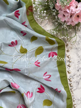Cloud of Petals Hand Painted Crepe Saree