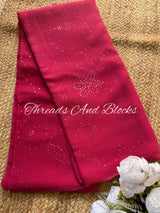 Raspberry Mukaish Floral Jaal Saree