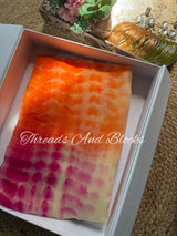 Raspberry Orange Shibori Saree