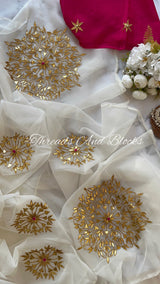 Noor Gotapatti Saree - Off White