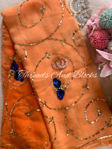 Ombré Peach Titli Jaal Saree