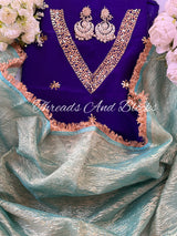 Crushed Tissue Saree with Contrast Blouse