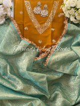 Crushed Tissue Saree with Contrast Blouse