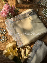 Vanilla Cream Printed Border Saree