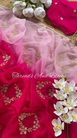 Ombré Pink Cut Daana Saree