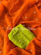 Burnt Orange Tikki Buti Saree
