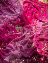 Cascades of Pink Chiffon Saree