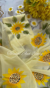 Sunflower Hand Painted Saree