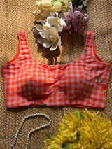 Checkmate Peach Blouse
