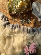 Vanilla Cream Printed Border Saree