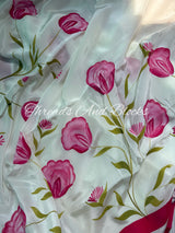 Song of the Tulips Hand Painted Saree