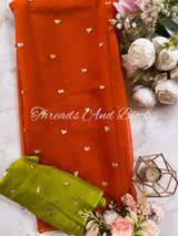 Burnt Orange Tikki Buti Saree
