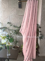 Blush Pink Sequins Stripes Saree