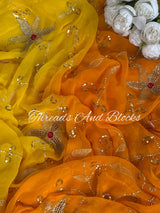 Vintage Floral Cutwork Jaal Saree