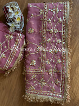 Dusky Mauve Kachi Patti Jaal Saree