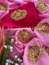 Chinnon Pink Gotapatti Buta Saree