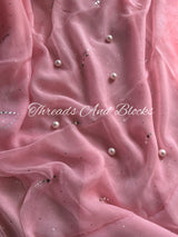 Soft Pink Ripple Mukaish Saree