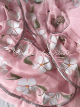Blush Hibiscus Border Chiffon Saree