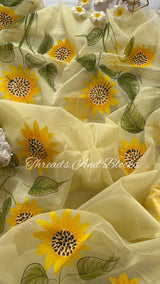 Sunflower Hand Painted Saree