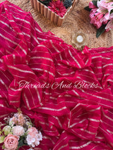 Georgette Magenta and Gold Saree