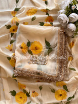 Yellow Blossoms Hand Painted Suit