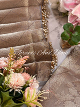 Crushed Tissue Banarasi Border Saree with Pearls