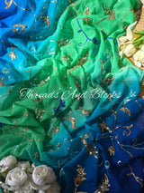 Ocean Moss Paisley Jaal Saree
