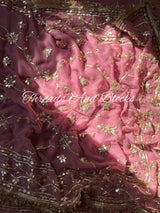 Dusky Mauve Kachi Patti Jaal Saree