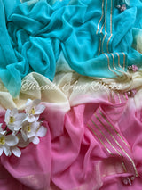 Shimmer Border Pastel Georgette Saree