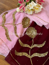 Pink Wine Calendula Saree