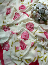 Song of the Tulips Hand Painted Saree
