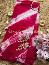 Rani Leher Shibori Saree