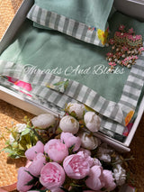 Sage Oxford Stripes Border Saree