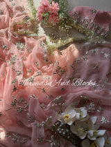 Gulabi Chaandni Gota Saree