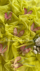 Half Water Lily Hand Painted Saree