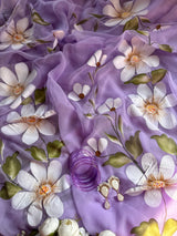 ELARA Handpainted Chiffon Saree