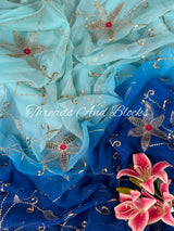 Vintage Floral Cutwork Jaal Saree