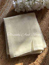 Off White Floral Stripe Mukaish Saree
