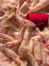Rosedust Sprigs Chiffon Saree