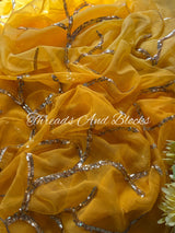 Ombré Yellow Cocktail Jaal Saree