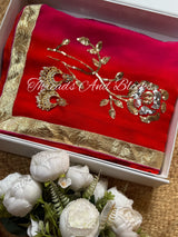 Rani Orange Rose With Lappa Saree