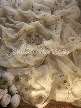 Cream Sitara Mirror Jaal Saree