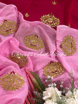 Chinnon Pink Gotapatti Buta Saree