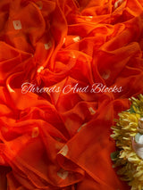Kesar Peela Bandhani Chiffon Saree