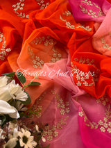 Hues of Pink Orange Cut Daana Saree