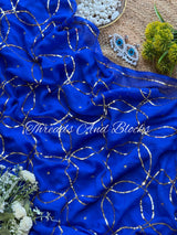 Midnight Galaxy Sequin Jaal Saree