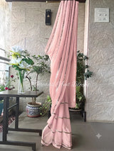 Blush Pink Sequins Stripes Saree