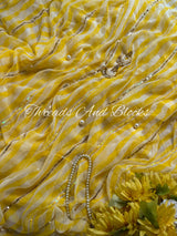 Yellow Leher Sequin Chiffon Saree