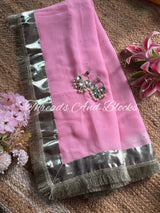 Mukaish Silver Lappa Border Saree